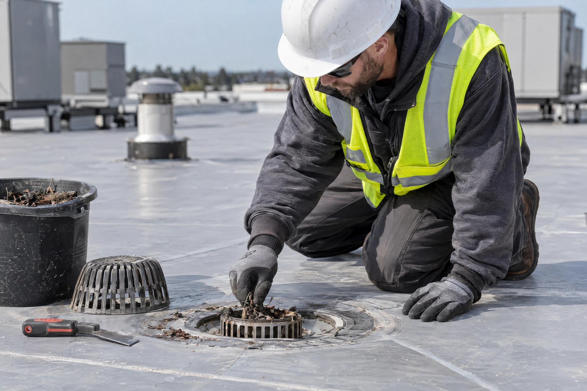 Commercial roof detail inspection