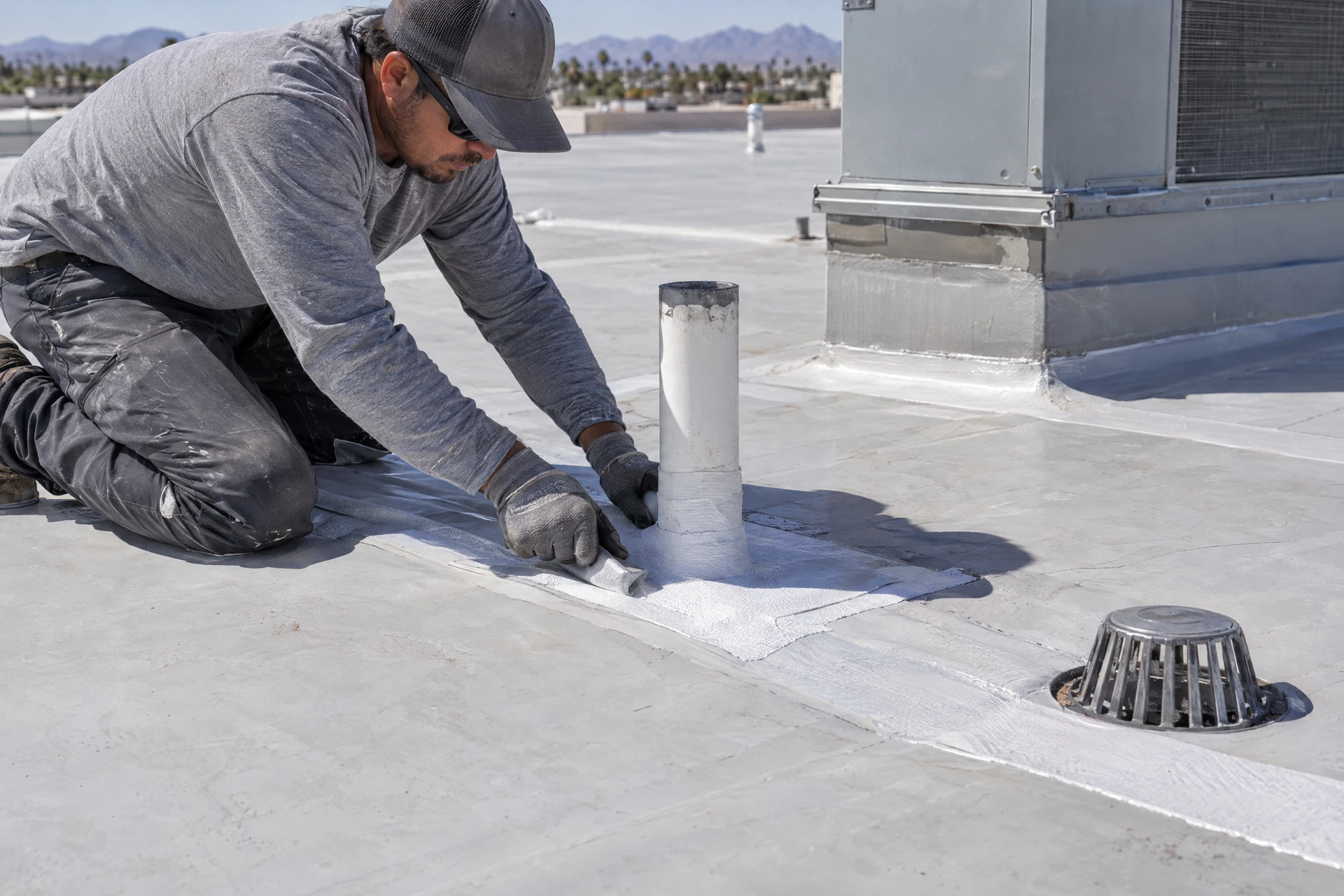 Commercial roofing detail for Silicone Roof Coating